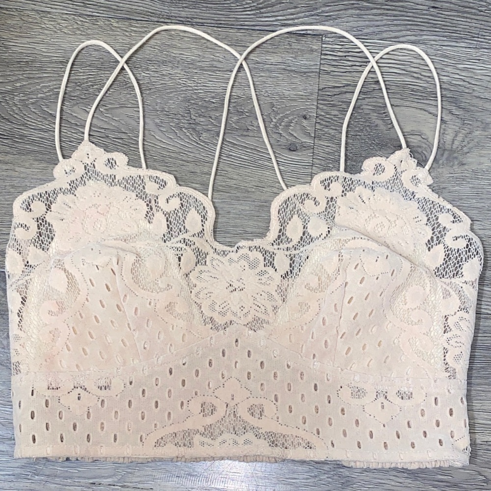 FREE PEOPLE ONE Madonna Velvet Lace Tan Bralette